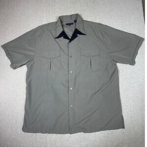 Roper Men XL Tan Black Western Short Sleeve Button Front Cowboy Shirt Rodeo
